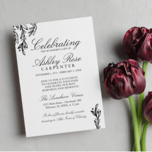Black Greenery Celebration of Life Memorial Invitation
