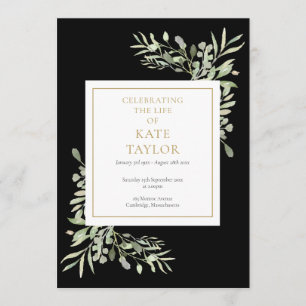 Black Greenery Funeral Memorial Order Of Service Programme