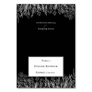 Black Greenery Menu Choice Foldable Place Card