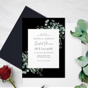 Black Grennery floral rustic bridal shower Invitation