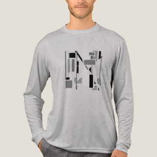 Black Grey Abstract Electrode Shapes Small Motif  Tri-Blend Shirt