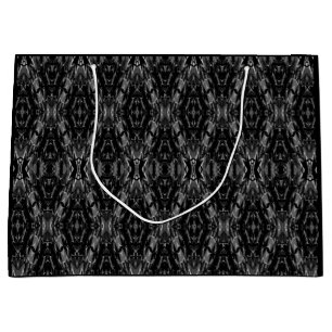 Black grey abstract geometry pattern large gift bag