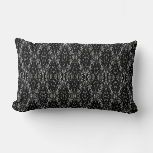 Black grey abstract geometry pattern  lumbar cushion (Front)
