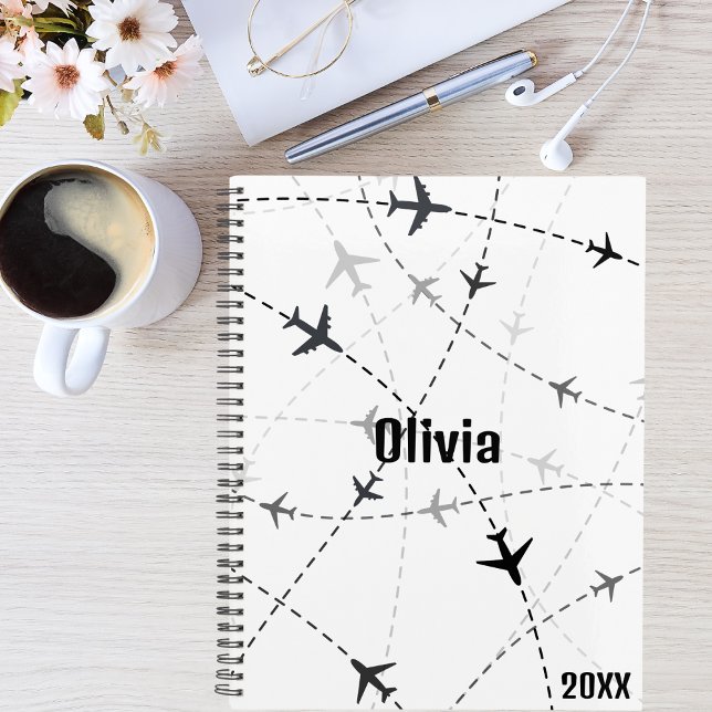 Black & Grey Aeroplane flying, Simple, Minimalist Planner (Creator Uploaded)