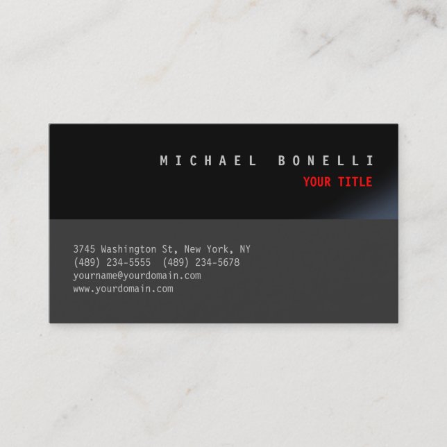 Black Grey Aesthetic Professional Business Card (Front)