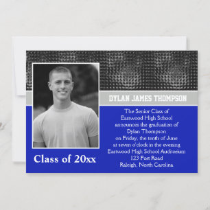 Black, Grey, and Blue Photo Graduation Invitation
