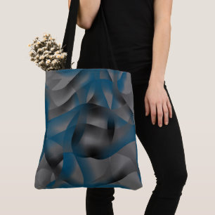 Black grey and blue ripples, with gradient parts tote bag