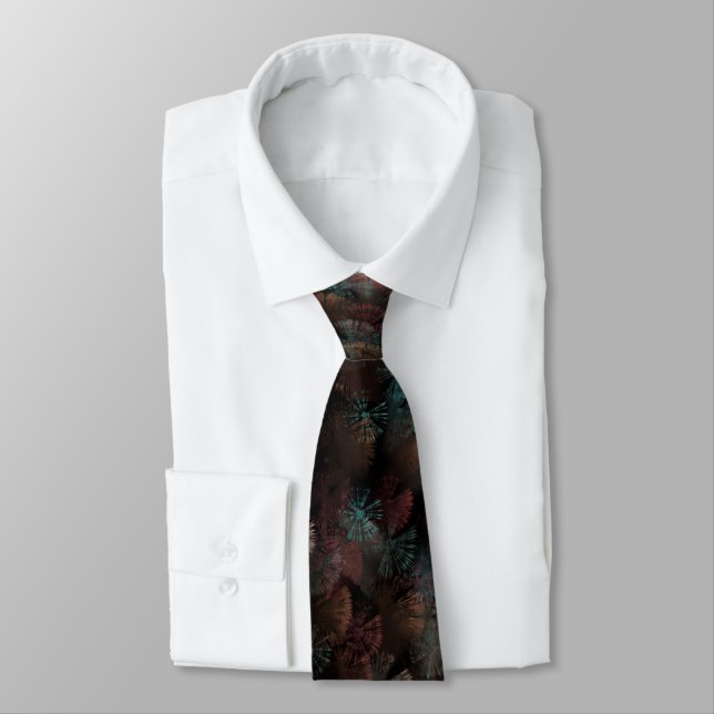 Black Grey And Colourful Fireworks Display Abstrac Tie (Tied)