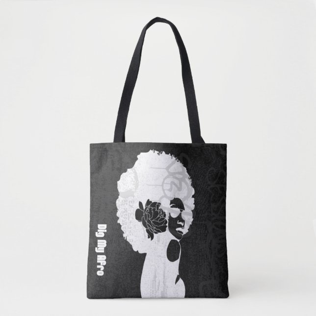 Black, grey and cool Afro print Tote Bag (Front)