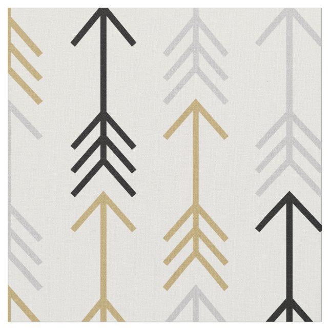 Black Grey and Gold Arrows Fabric (Close Up)