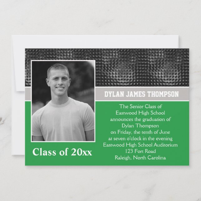 Black, Grey, and Green Photo Graduation Invite (Front)