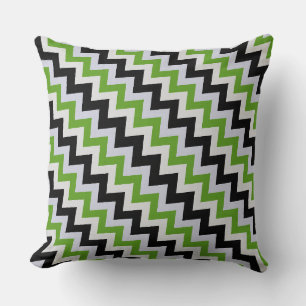 Black Grey and Green Zigzag Cushion