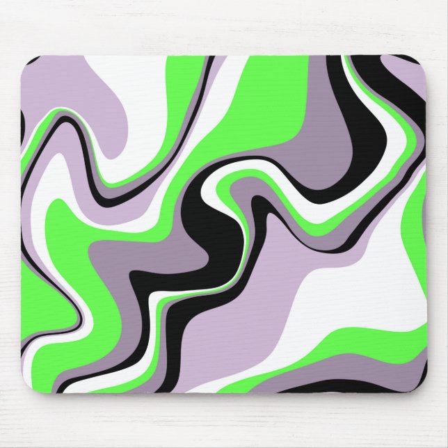 Black, Grey and Neon Green Fluid Abstract  Mouse Pad (Front)