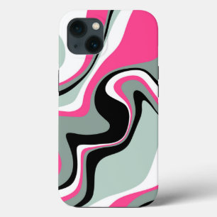 Black, Grey and Pink Fluid Abstract iPhone 13 Case
