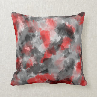 Black, Grey and Red Watercolor Pillow