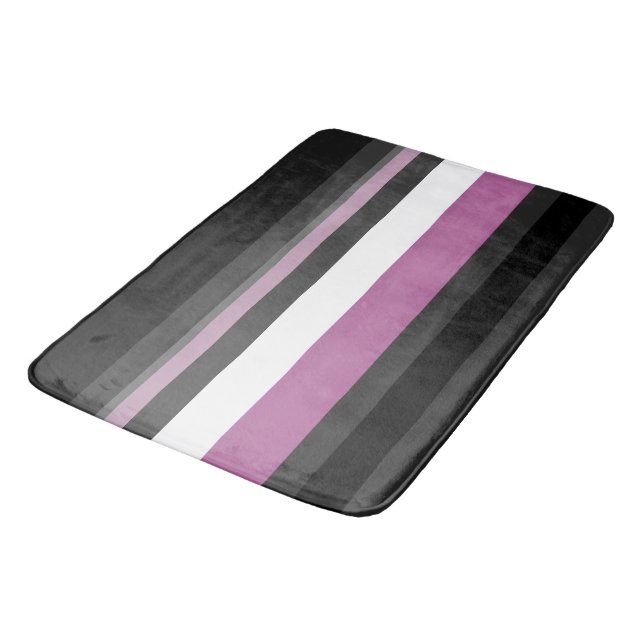 Black, Grey and White Stripes Bath Mat (Angled)
