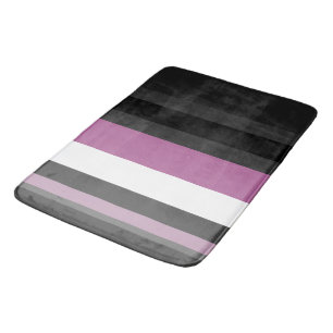 Black, Grey and White Stripes Bath Mat