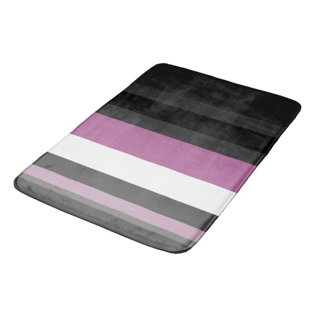 Black, Grey and White Stripes Bath Mat (Angled)
