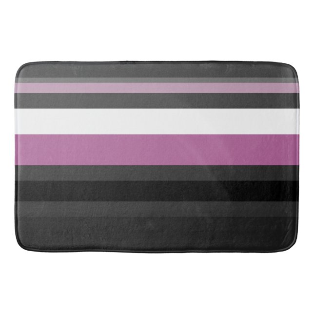 Black, Grey and White Stripes Bath Mat (Front)