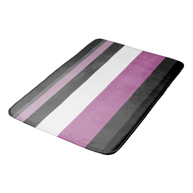Black, Grey and White Stripes Bath Mat (Angled)