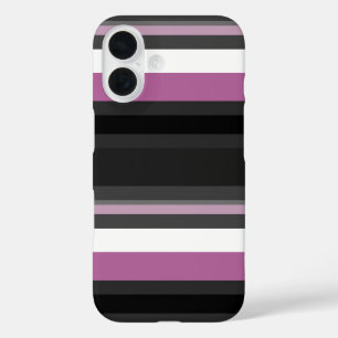 Black, Grey and White Stripes iPhone 16 Case