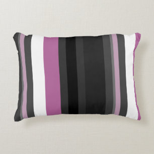 Black, Grey and White Stripes Decorative Cushion