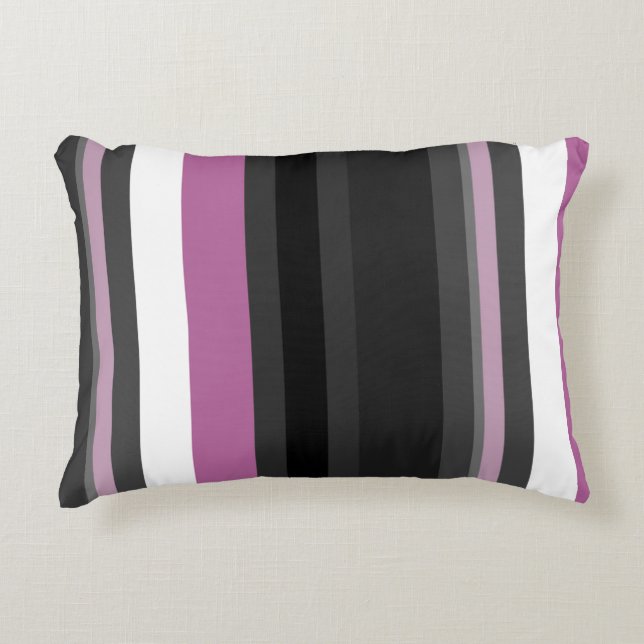 Black, Grey and White Stripes Decorative Cushion (Front)