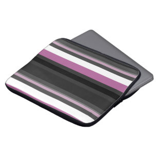 Black, Grey and White Stripes Laptop Sleeve
