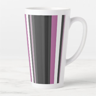 Black, Grey and White Stripes Latte Mug