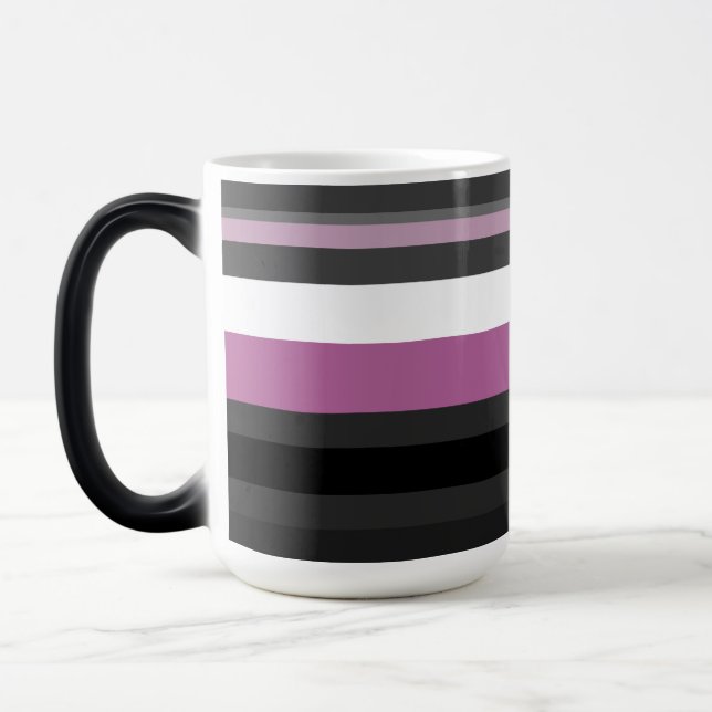 Black, Grey and White Stripes Magic Mug (Left)