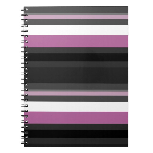 Black, Grey and White Stripes Notebook (Front)