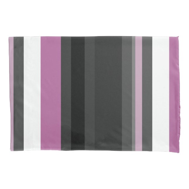 Black, Grey and White Stripes Pillowcase (Front)