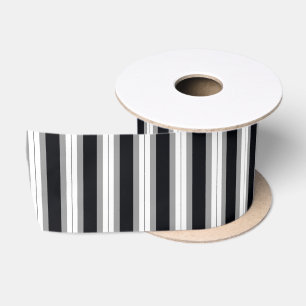 black, grey and white stripes satin ribbon