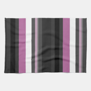 Black, Grey and White Stripes Tea Towel