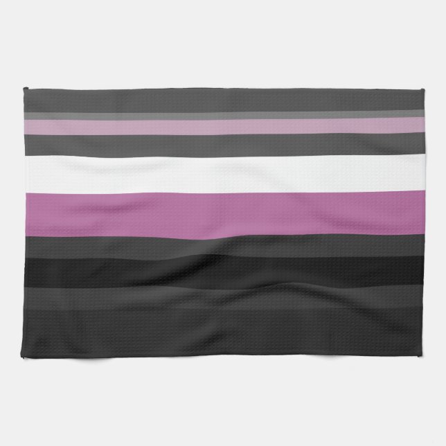 Black, Grey and White Stripes Tea Towel (Horizontal)