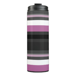 Black, Grey and White Stripes Thermal Tumbler