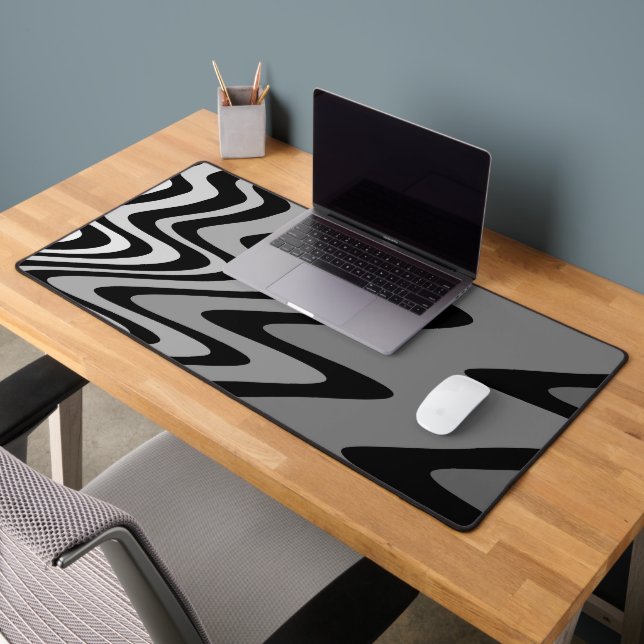 Black, grey and white zigzag desk mat (Office 2)