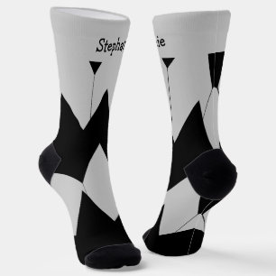 Black Grey Art Deco Design Socks