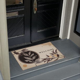 Black & Grey Artistic Watercolor   Custom Welcome Doormat