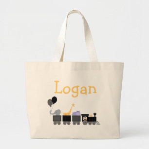 Black & Grey Baby Animals On A Train Bags