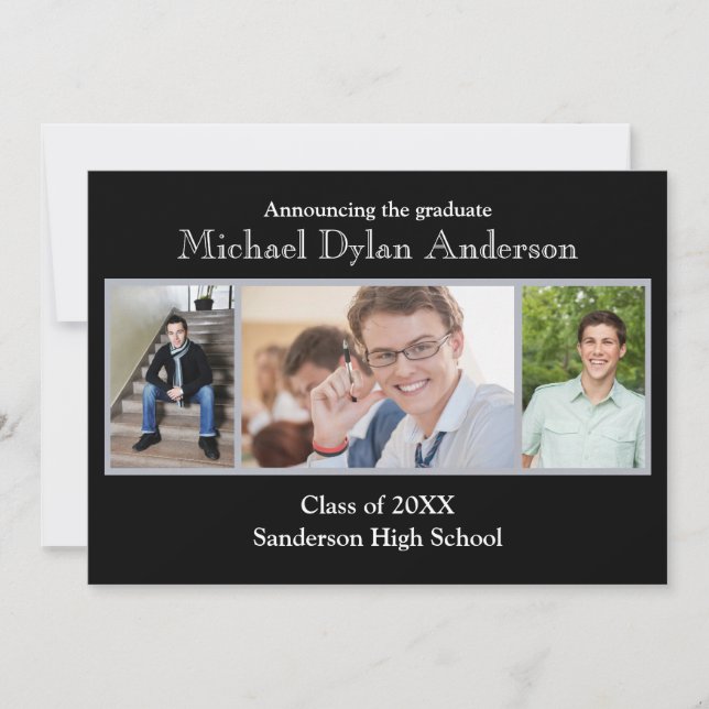 Black/Grey Background - Graduation Announcement (Front)