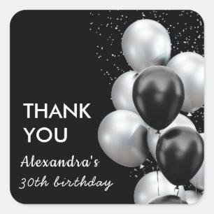Black Grey Balloon Birthday Thank you Sticker