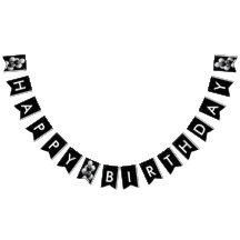 Black Grey Balloon Chic Happy Birthday