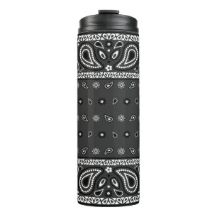 Black Grey Bandanna Paisley Country Hip Hop Cowboy Thermal Tumbler