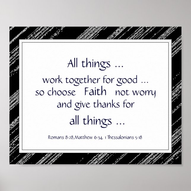Black Grey  Bible Scripture Encouragement Quotes Poster (Front)