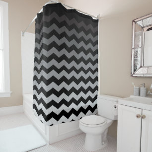 Black & Grey Blend Chevron Pattern   DIY Color Shower Curtain