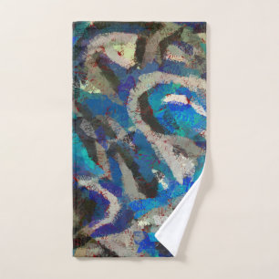 black Grey blue abstract art modern painting Hand Towel