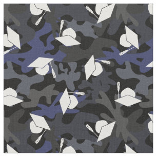 Black Grey Blue Camo Pattern Graduation Fabric