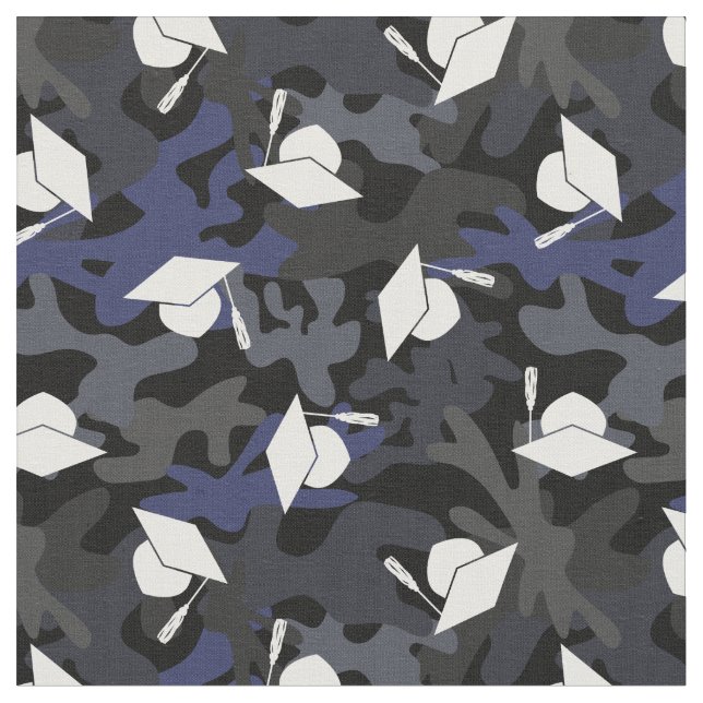 Black Grey Blue Camo Pattern Graduation Fabric (Close Up)