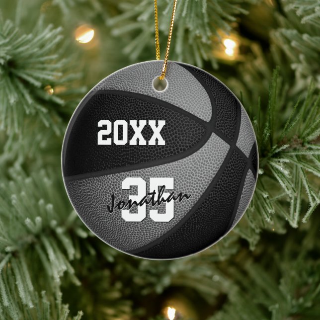 black grey boys girls team colours basketball ceramic tree decoration (Tree)